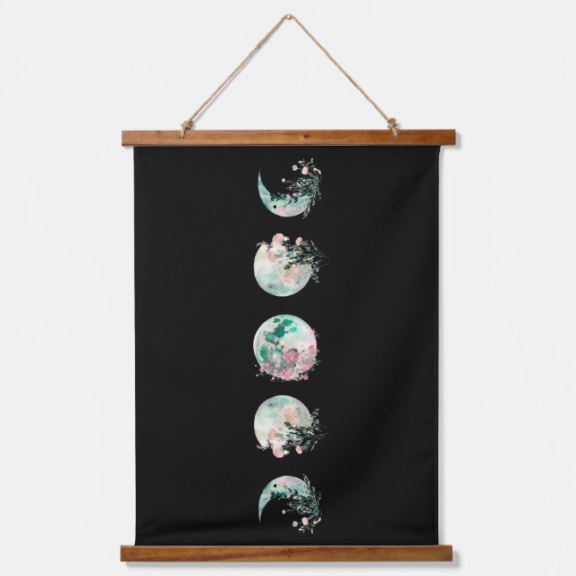 Moon Phases Wood Topped Wall Tapestry (Front)