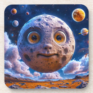 Moon planets galaxy coaster