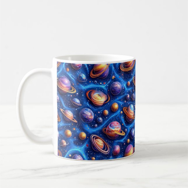 Moon planets galaxy coffee mug (Left)
