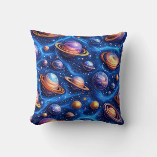 Moon planets galaxy cushion