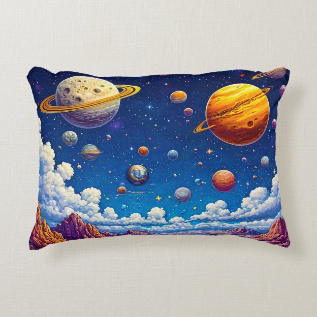 Moon planets galaxy decorative cushion (Front)