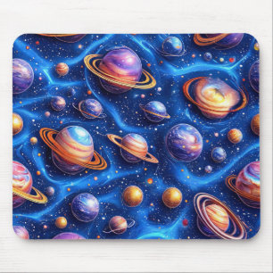 Moon planets galaxy mouse pad