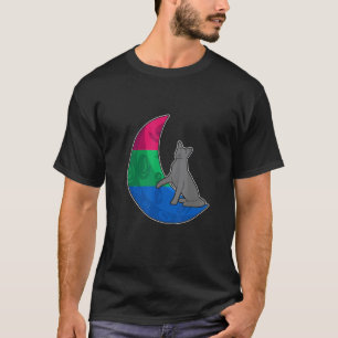 Moon Polysexual Flag Cat LGBTQ Safe Space Gay Prid T-Shirt