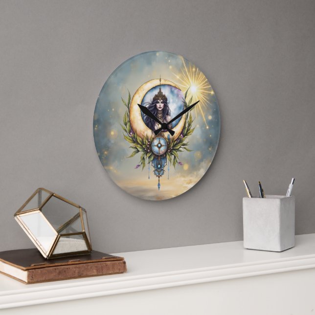 Moon Priestess – Keeper of the Celestial Balance.  Large Clock (Office)