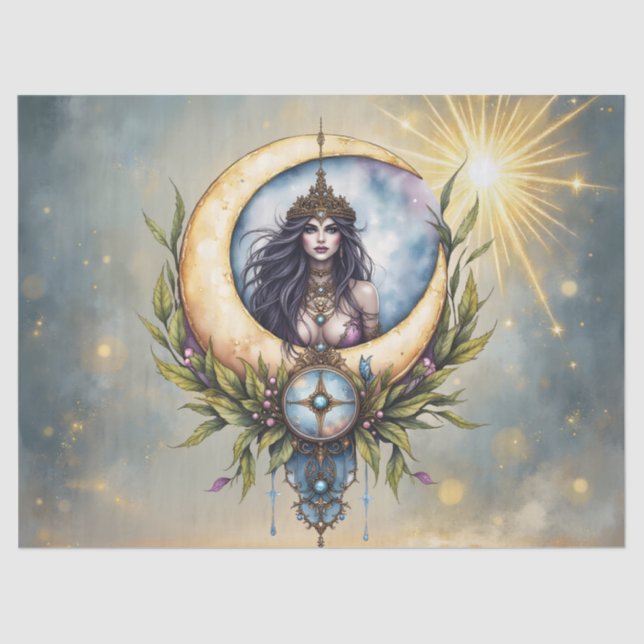 Moon Priestess – Keeper of the Celestial Balance.  Tissue Paper (Front)