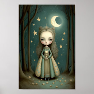 Moon Princess Girl in the Woods Poster