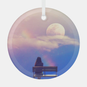 Moon Rainbow: Pastel Sky Beauty. Glass Tree Decoration