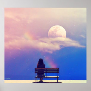 Moon Rainbow: Pastel Sky Beauty. Poster