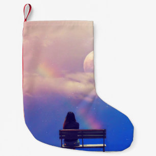 Moon Rainbow: Pastel Sky Beauty. Small Christmas Stocking