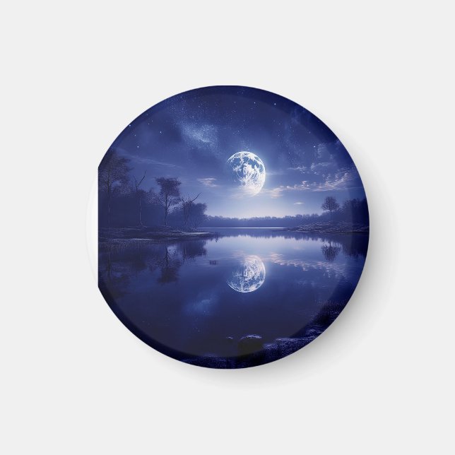 Moon Reflecting Onto Lake Surface  Magnet (Front)
