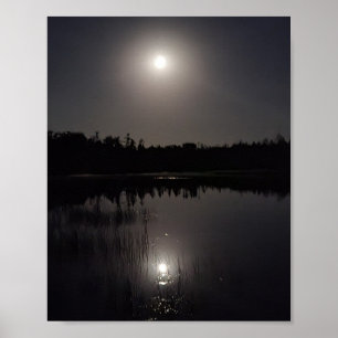 Moon Reflection on Lake Poster