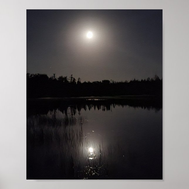 Moon Reflection on Lake Poster (Front)