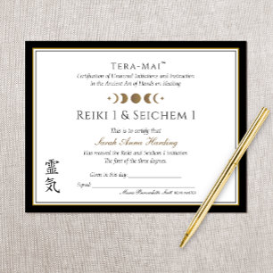 Moon Reiki Master Certificate of Completion Award