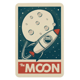 Moon Retro Galaxy Rocket Magnet