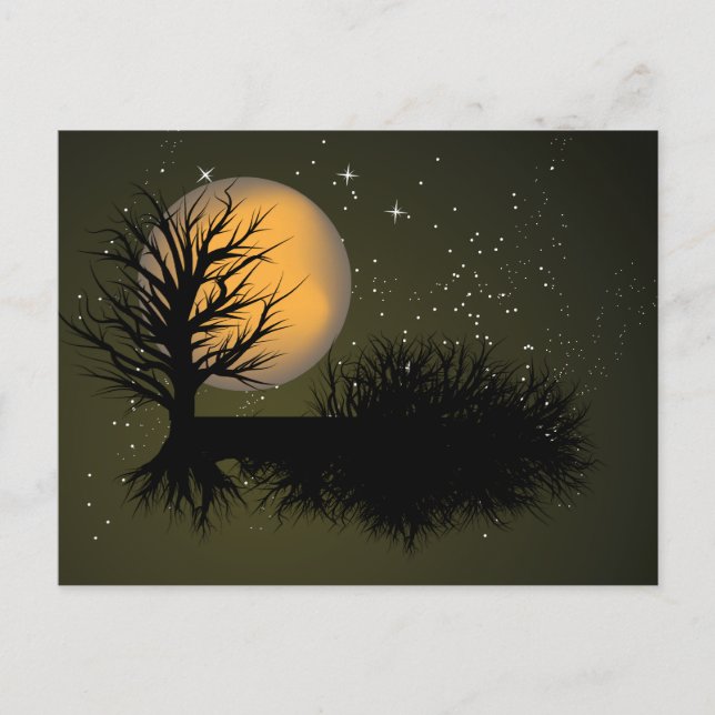 Moon Rise ~ Full Moonrise Tree & Night Sky Postcard (Front)