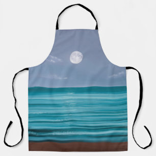 Moon rise over teal sea apron