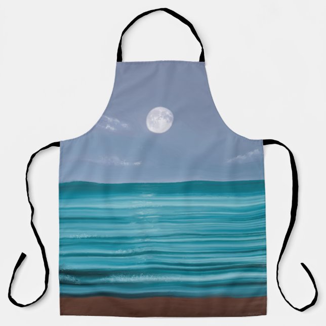 Moon rise over teal sea apron (Front)