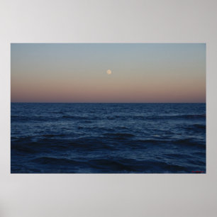 Moon Rise Over The Ocean #4686 Poster