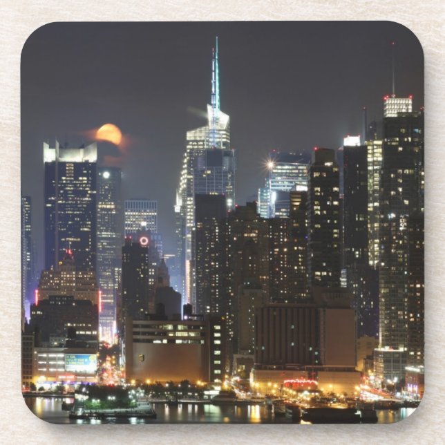 Moon rises over midtown New York. Coaster (Front)
