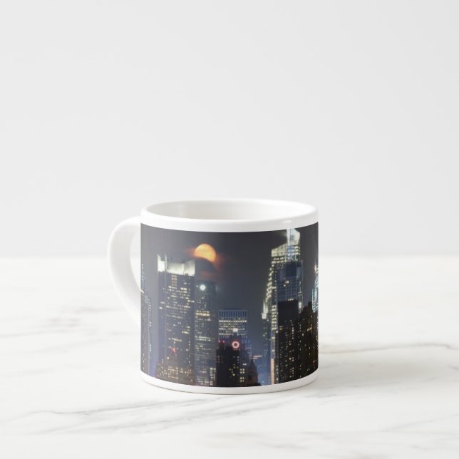 Moon rises over midtown New York. Espresso Cup (Front Left)