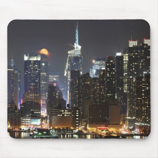 Moon rises over midtown New York. Mouse Pad (Front)
