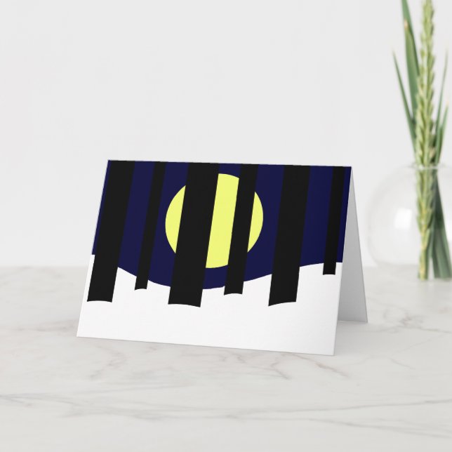 Moon Rising near Forest in Winter:  Blank Card (Front)