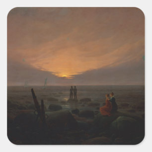Moon Rising Over the Sea, 1821 Square Sticker