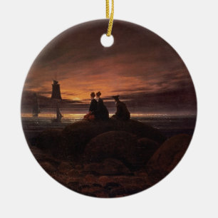 Moon Rising Over the Sea, 1822 (oil on canvas) Ceramic Ornament