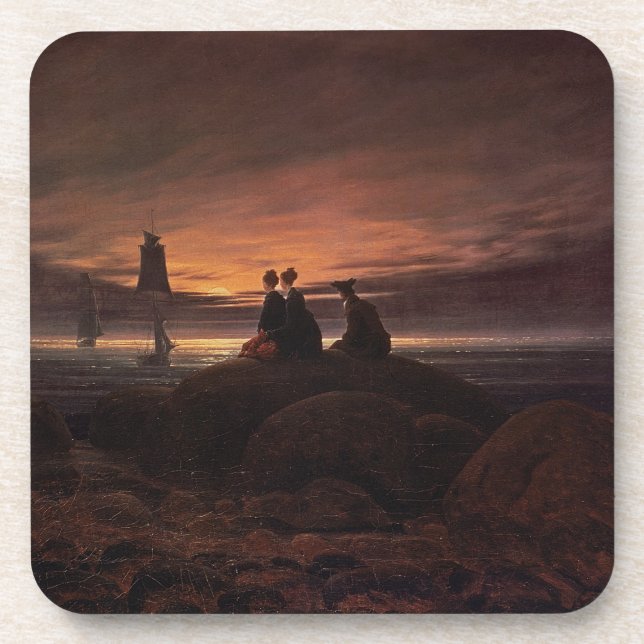 Moon Rising Over the Sea, 1822 (oil on canvas) Coaster (Front)