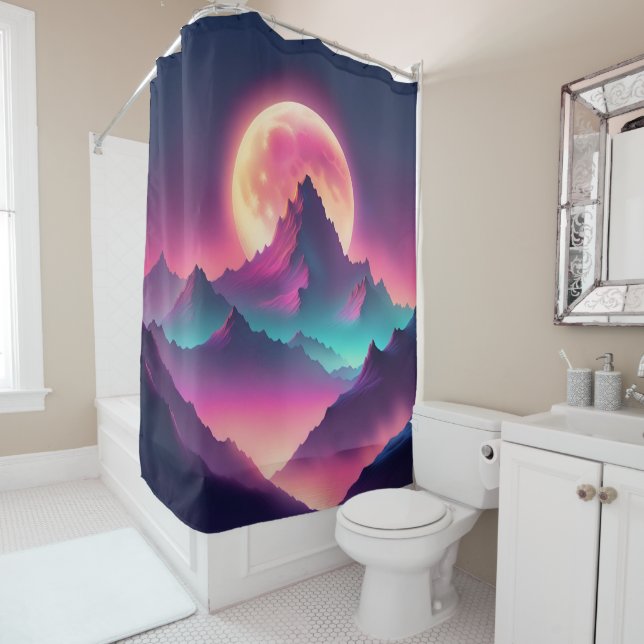 moon rising shower curtain (In Situ)