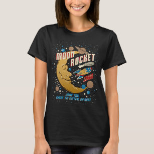 Moon Rocket Vintage Graphic T Shirt Women