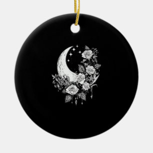 Moon Roses - Romantic Goth - Whimsigoth Witchy Wit Ceramic Ornament