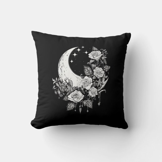 Moon Roses - Romantic Goth - Whimsigoth Witchy Wit Cushion (Front)
