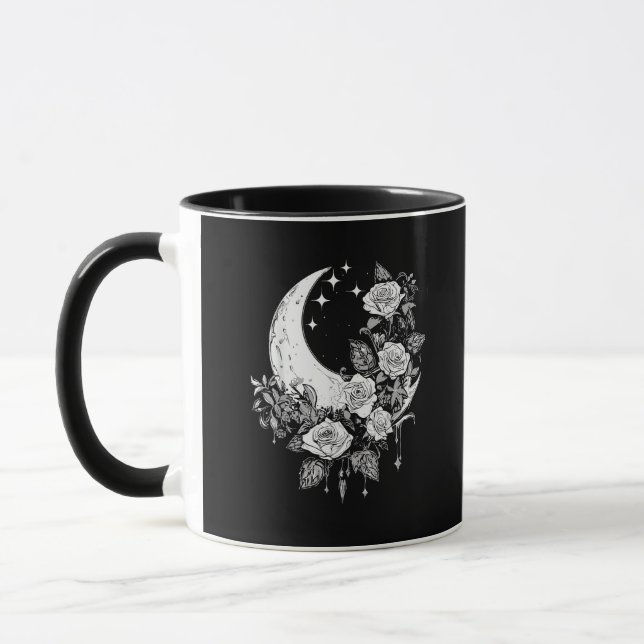 Moon Roses - Romantic Goth - Whimsigoth Witchy Wit Mug (Left)