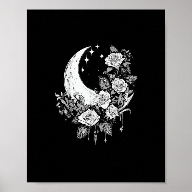 Moon Roses - Romantic Goth - Whimsigoth Witchy Wit Poster (Front)