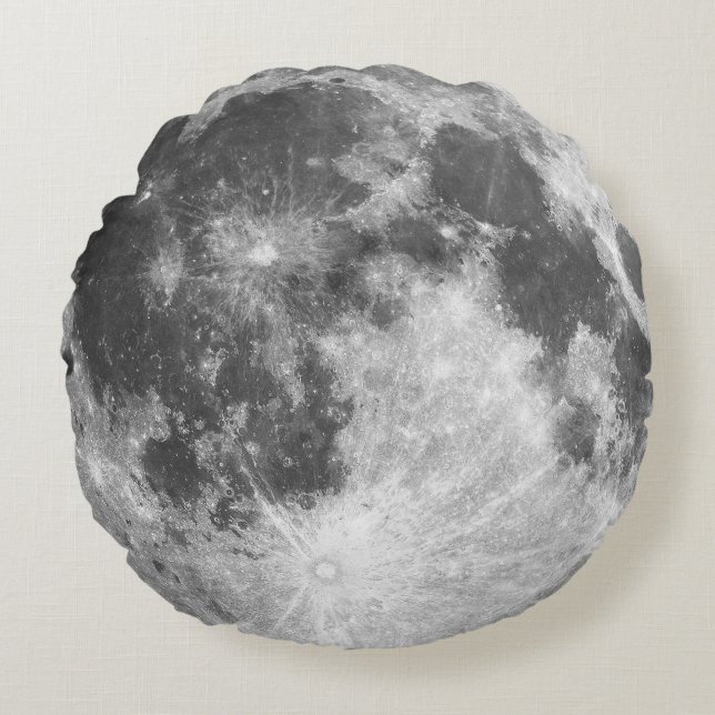 Moon Satellite Planet Solar System Lunar Grey Round Cushion (Front)