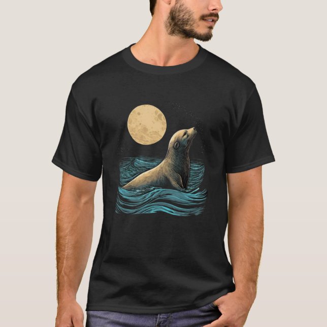 Moon Sea Lion Seal Ocean Marine Biologist  3 T-Shirt (Front)