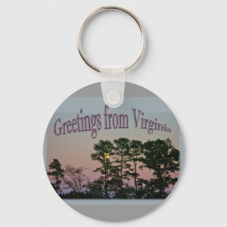 Moon Setting @ Dawn Greetings From Virginia Items Key Ring
