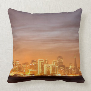 Moon setting over San Francisco on hazy December Cushion
