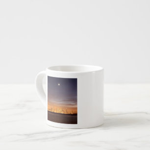 Moon setting over San Francisco on hazy December Espresso Cup