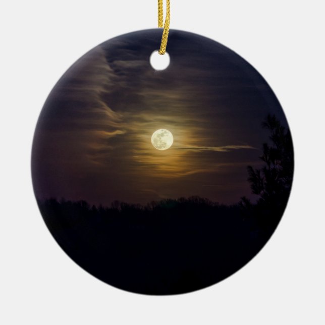 Moon Silhouette Ceramic Tree Decoration (Front)