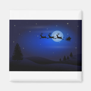 Moon Silhouettes Santa Claus Reindeers Santa Magnet