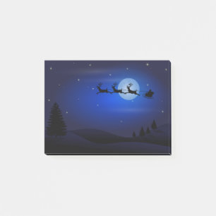 Moon Silhouettes Santa Claus Reindeers Santa Post-it Notes
