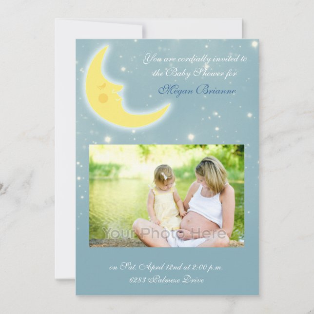 Moon sky baby shower invitation (Front)