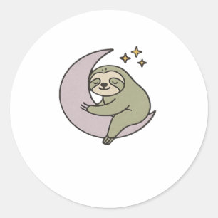 Moon Sloth Classic T-Shirt Classic Round Sticker