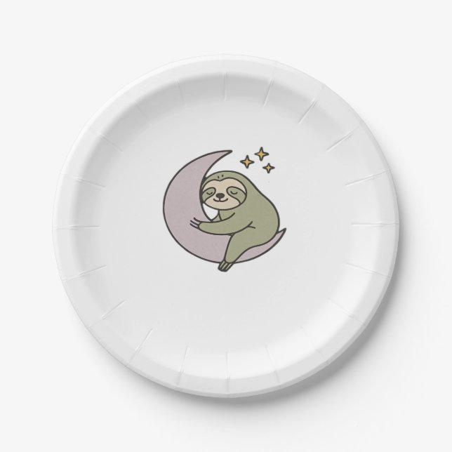 Moon Sloth Classic T-Shirt Paper Plate (Front)