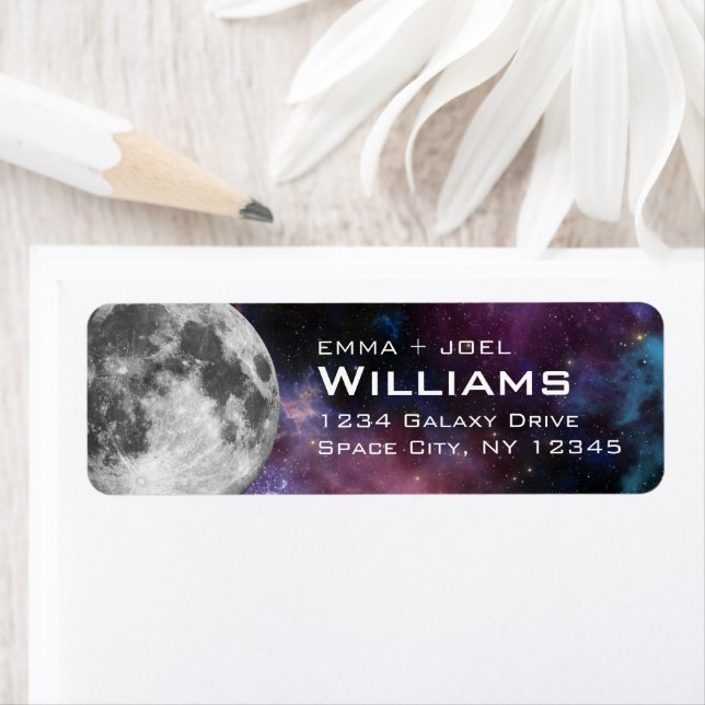 Moon Solar System Space Return Address Lunar Label (Insitu)