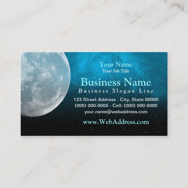 Moon / Space Photo Business Card - Aqua (Front)