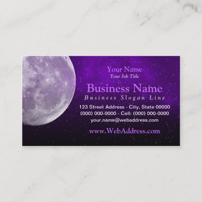 Moon / Space Photo Business Card - Purple (Front)