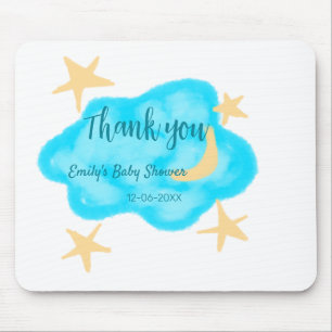 Moon star clouds watercolor baby shower add name t mouse pad